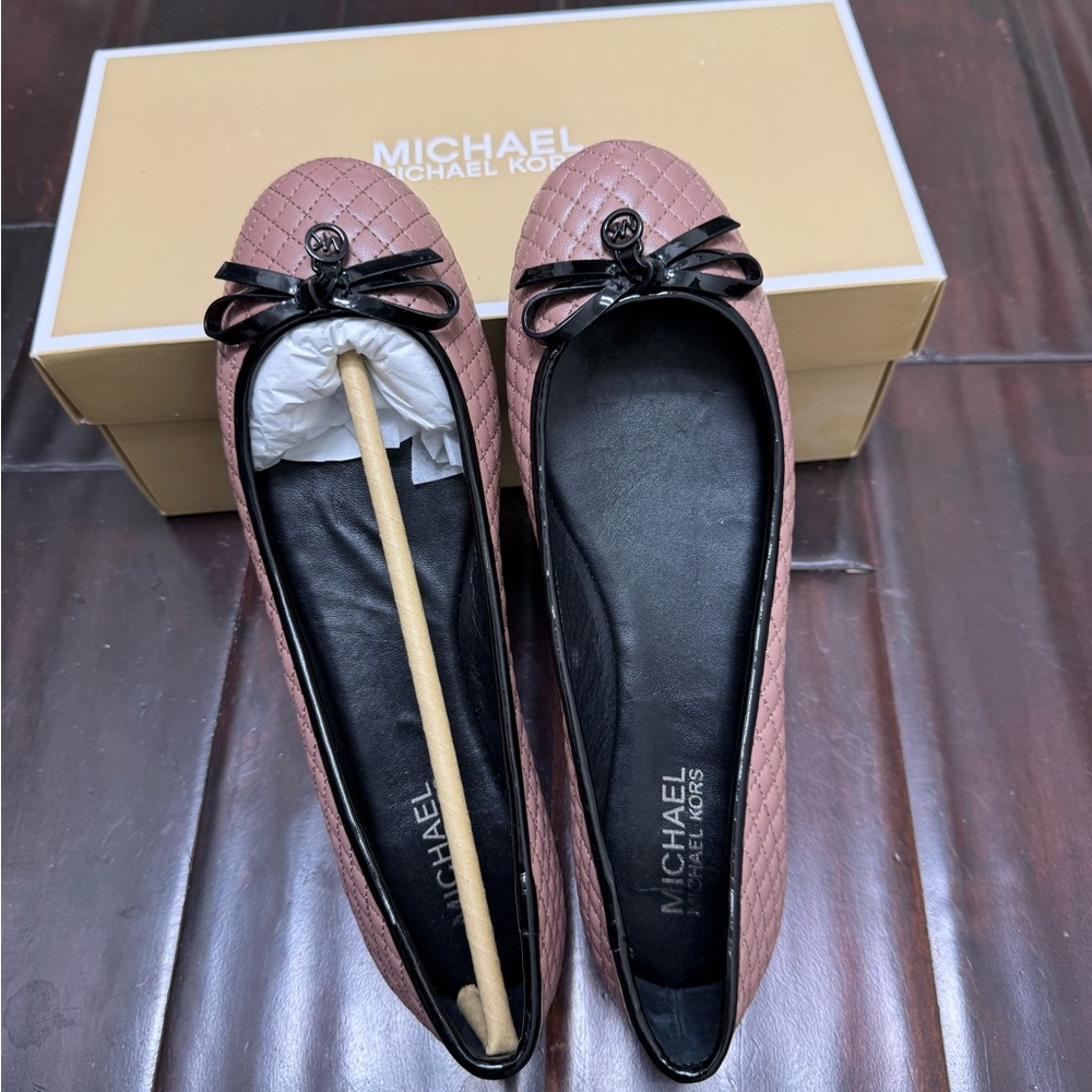 Michael Kors Blush Quilted Flats with Bow